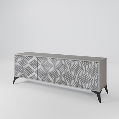 CONCRETE MOVEMENT 3-Door TV Stand in Grey Finish