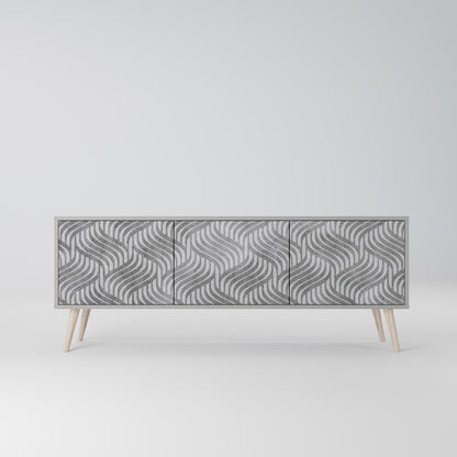 CONCRETE MOVEMENT 3-Door TV Stand in Grey Finish