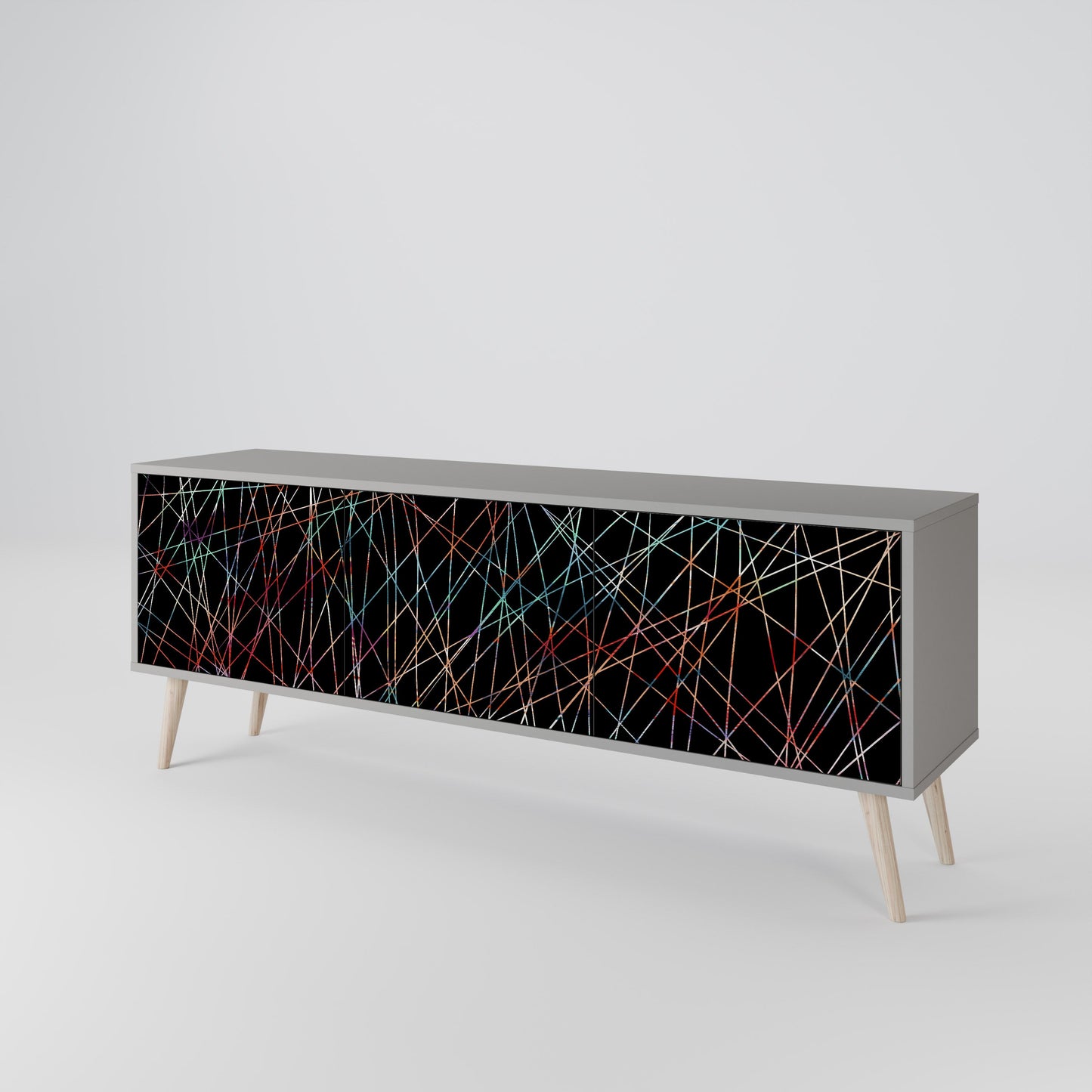 LUMINOUS SNARE 3-Door TV Stand in Grey Finish