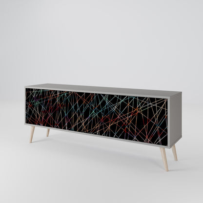 LUMINOUS SNARE 3-Door TV Stand in Grey Finish