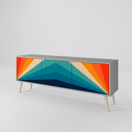 PRISM CONCUSSION 3-Door TV Stand in Grey Finish