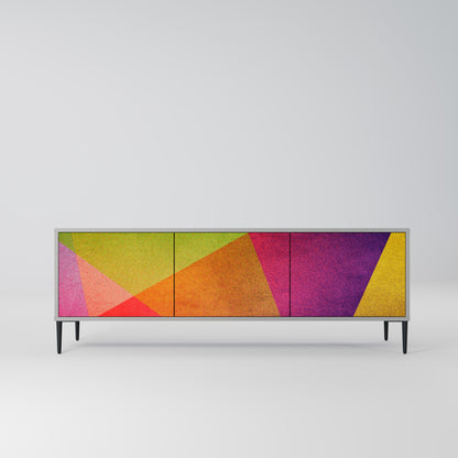 VIVID GEOMETRY 3-Door TV Stand in Grey Finish