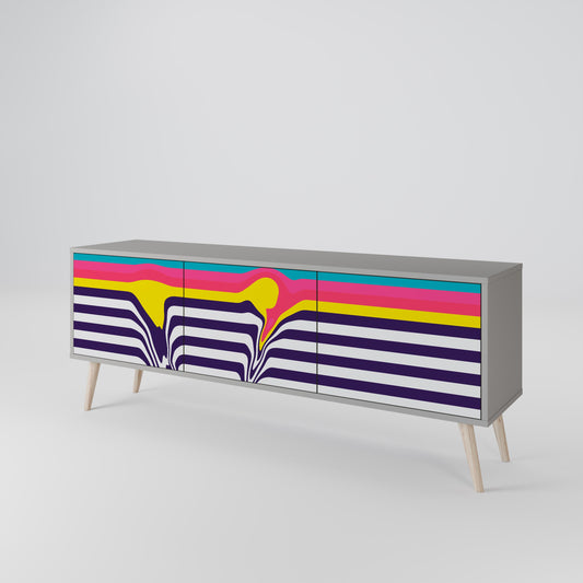 TONE COLLAPSE 3-Door TV Stand in Grey Finish