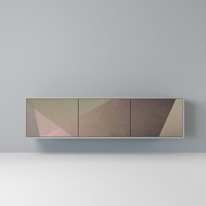 BEIGE GEOMETRY 3-Door TV Stand in Grey Finish