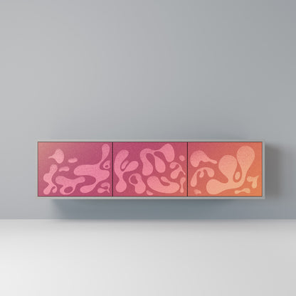 IRREGULAR PINK 3-Door TV Stand in Grey Finish