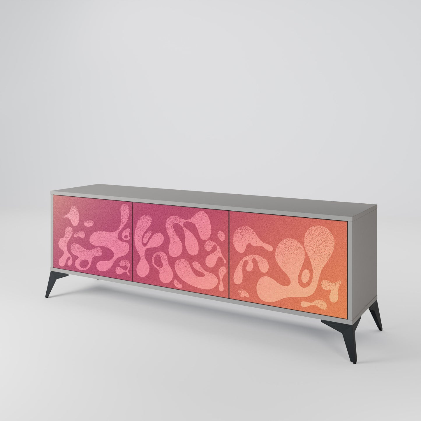 IRREGULAR PINK 3-Door TV Stand in Grey Finish