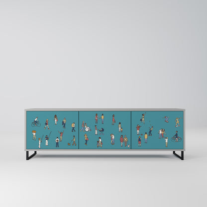 COLLECTIVE STREAM 3-Door TV Stand in Grey Finish