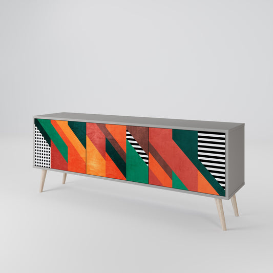 MAKESHIFT ARTISTRY 3-Door TV Stand in Grey Finish
