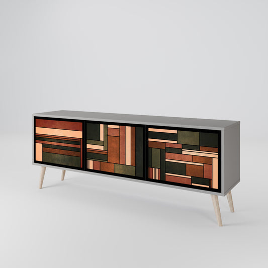 FIGURES OF NATURE 3-Door TV Stand in Grey Finish