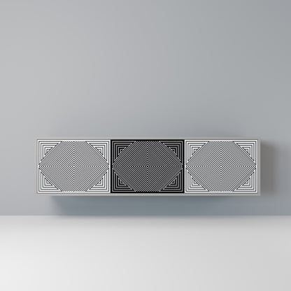 Mobile TV POLYGON ILLUSION a 3 ante in finitura grigia