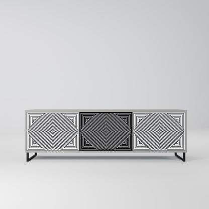 Mobile TV POLYGON ILLUSION a 3 ante in finitura grigia