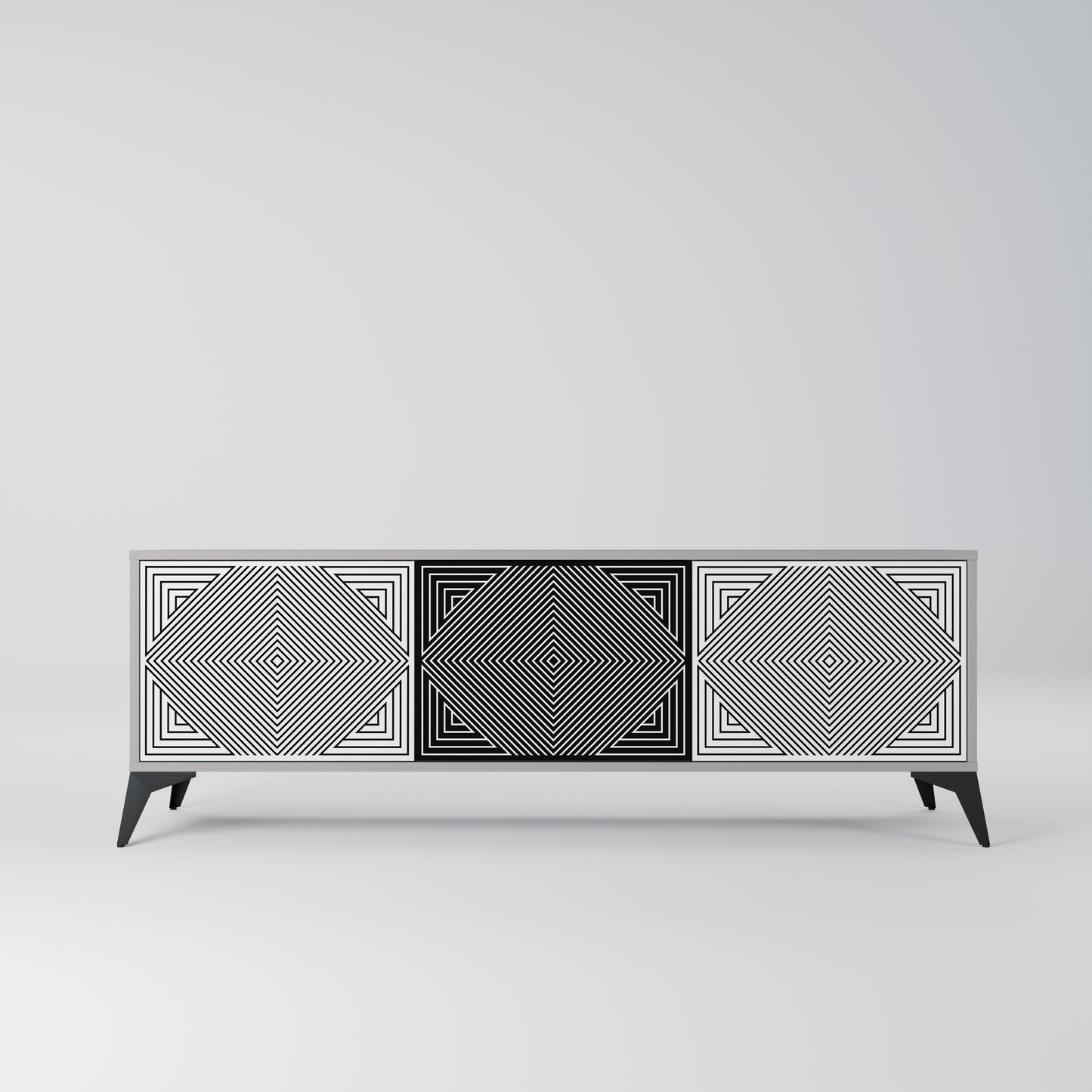 Mobile TV POLYGON ILLUSION a 3 ante in finitura grigia
