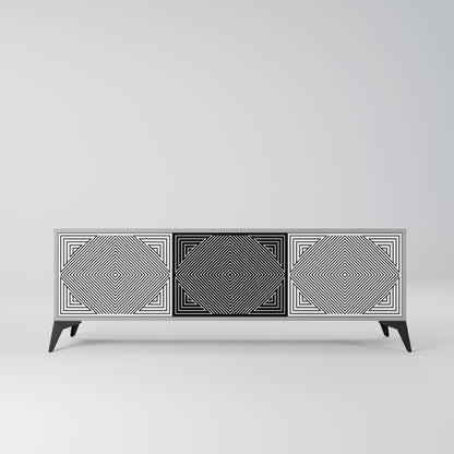 Mobile TV POLYGON ILLUSION a 3 ante in finitura grigia
