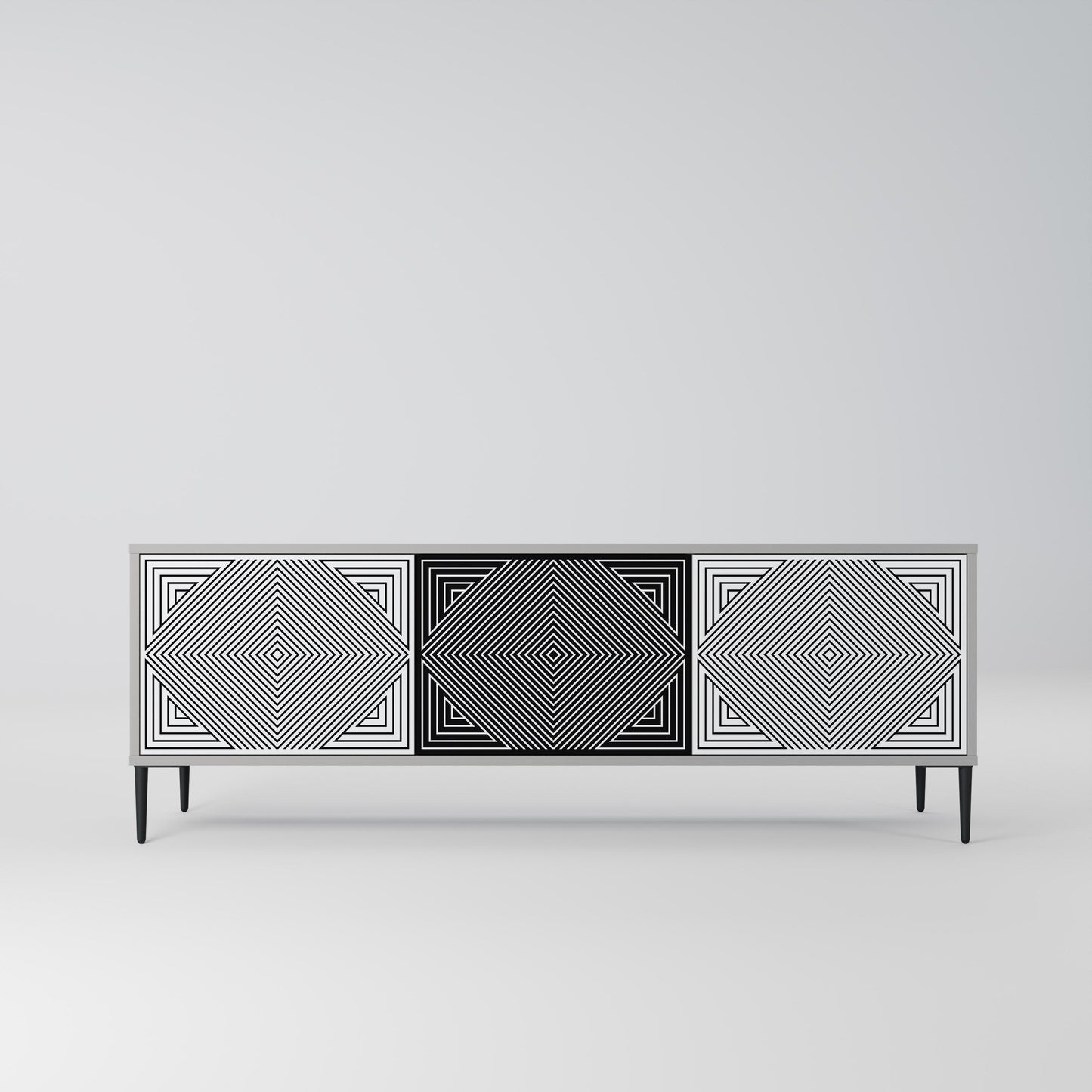 Mobile TV POLYGON ILLUSION a 3 ante in finitura grigia