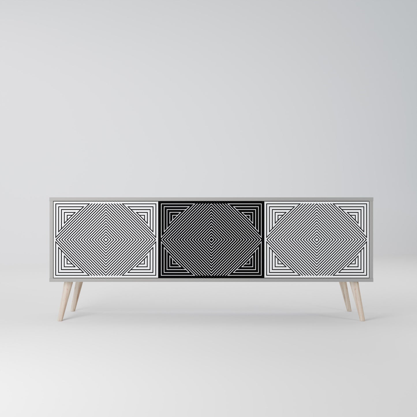 Mobile TV POLYGON ILLUSION a 3 ante in finitura grigia