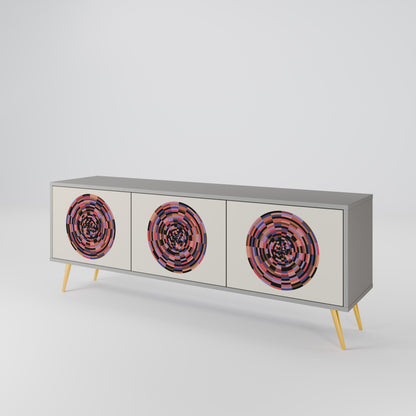 BROWN CIRCLES 3-Door TV Stand in Grey Finish