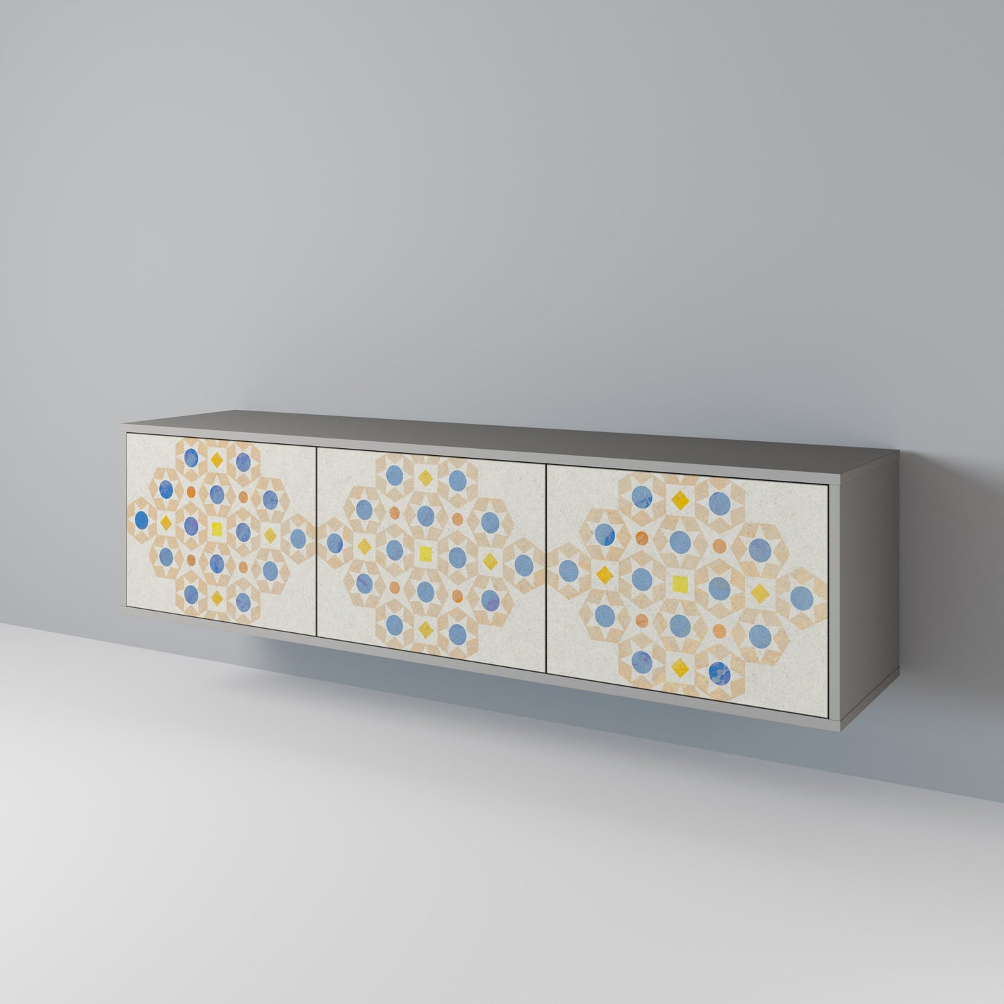 Mobile TV a 3 ante PATTERNED PRISM in finitura grigia