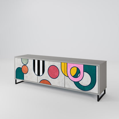 COOL STORY 3-Door TV Stand in Grey Finish