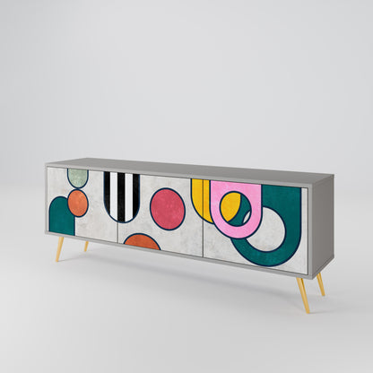 COOL STORY 3-Door TV Stand in Grey Finish