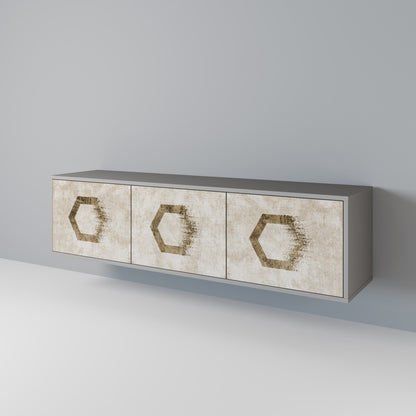 HEXAGONAL SHAPES 3-Door TV Stand in Grey Finish