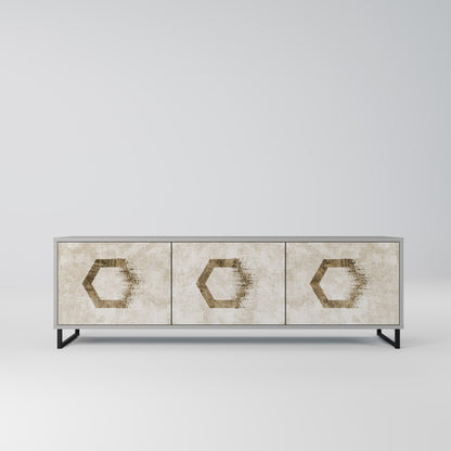 HEXAGONAL SHAPES 3-Door TV Stand in Grey Finish