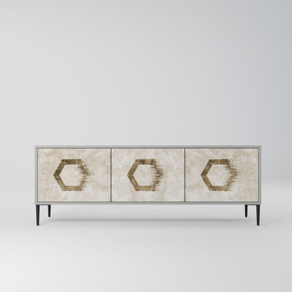HEXAGONAL SHAPES 3-Door TV Stand in Grey Finish
