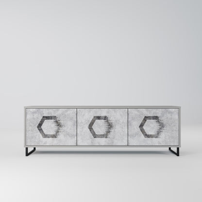 HEXAGONAL FIGURES 3-Door TV Stand in Grey Finish