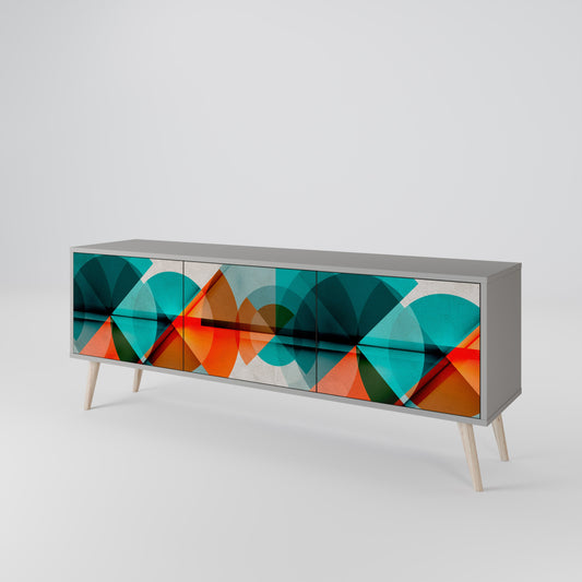 CIRCULAR RHAPSODY 3-Door TV Stand in Grey Finish