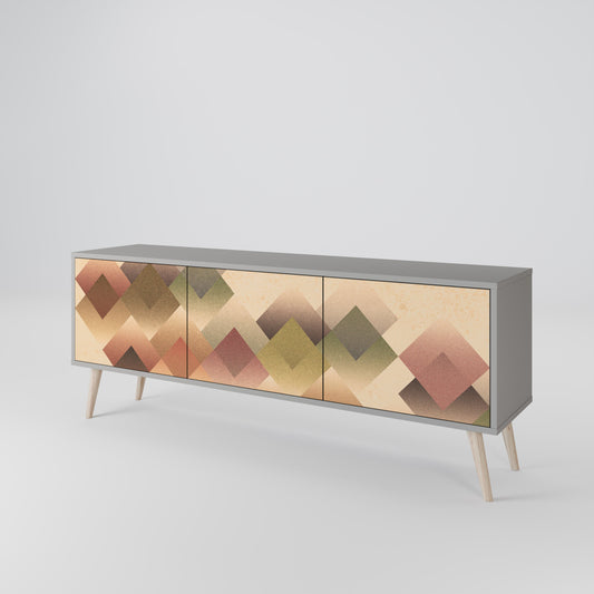 GEOMETRIC FUSION 3-Door TV Stand in Grey Finish