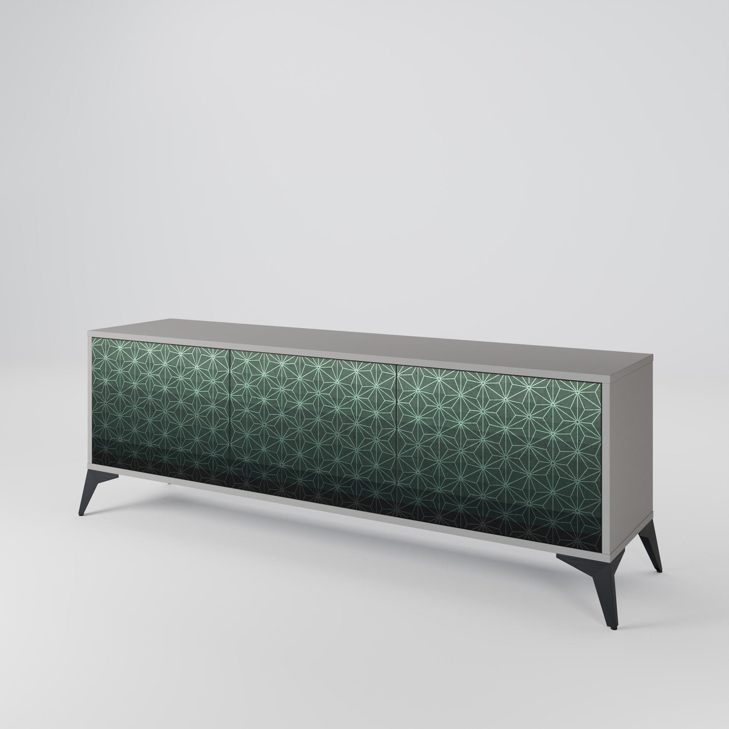 ORNAMENTAL GLIMMER 3-Door TV Stand in Grey Finish