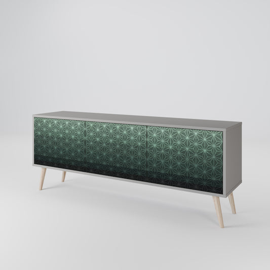 ORNAMENTAL GLIMMER 3-Door TV Stand in Grey Finish