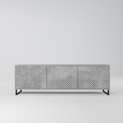 CONCRETE ZIG ZAG 3-Door TV Stand in Grey Finish