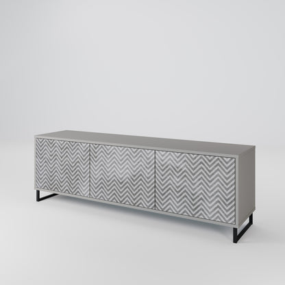CONCRETE ZIG ZAG 3-Door TV Stand in Grey Finish