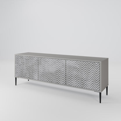 CONCRETE ZIG ZAG 3-Door TV Stand in Grey Finish