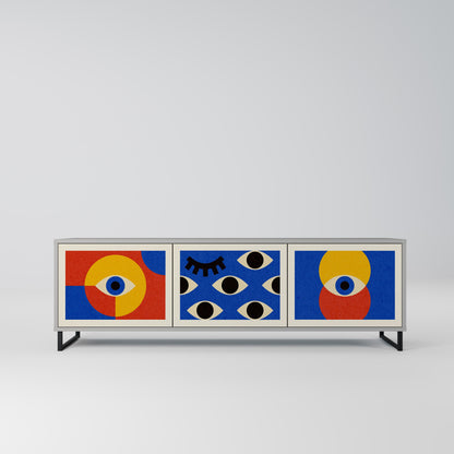 Mobile TV GEOMETRIC EYES a 3 ante in finitura grigia