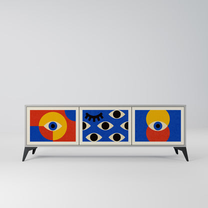 Mobile TV GEOMETRIC EYES a 3 ante in finitura grigia