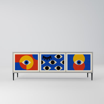 Mobile TV GEOMETRIC EYES a 3 ante in finitura grigia