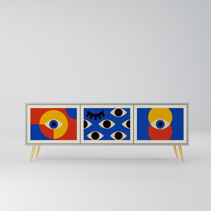 Mobile TV GEOMETRIC EYES a 3 ante in finitura grigia