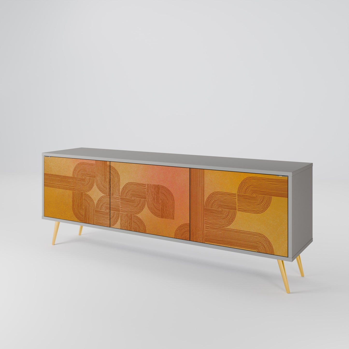 STRENGTHENING RELATION 3-Door TV Stand in Grey Finish