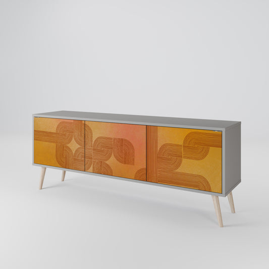 STRENGTHENING RELATION 3-Door TV Stand in Grey Finish