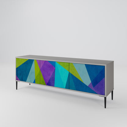 COLD SHOWCASE 3-Door TV Stand in Grey Finish