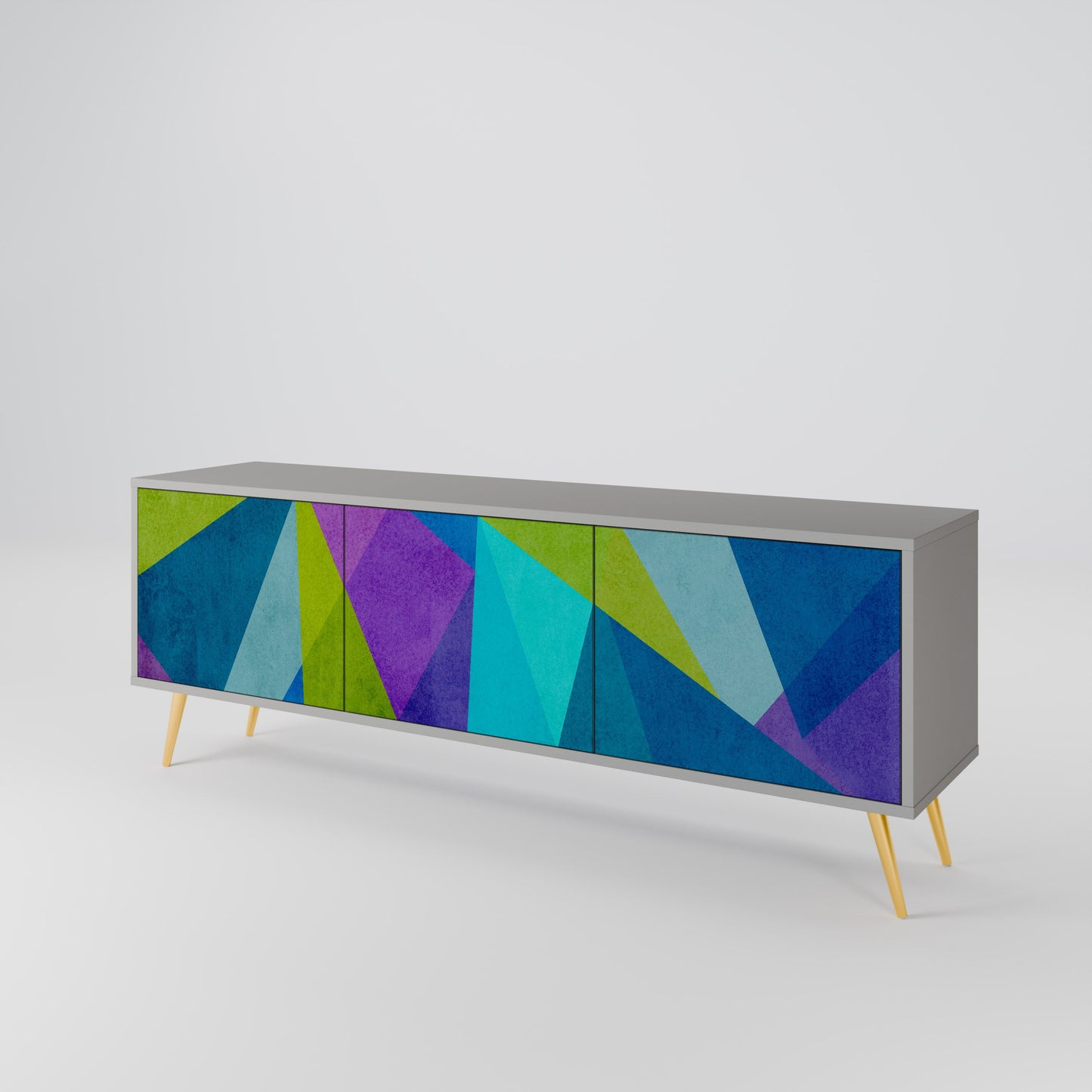 COLD SHOWCASE 3-Door TV Stand in Grey Finish