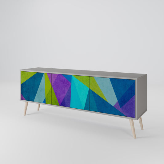 COLD SHOWCASE 3-Door TV Stand in Grey Finish