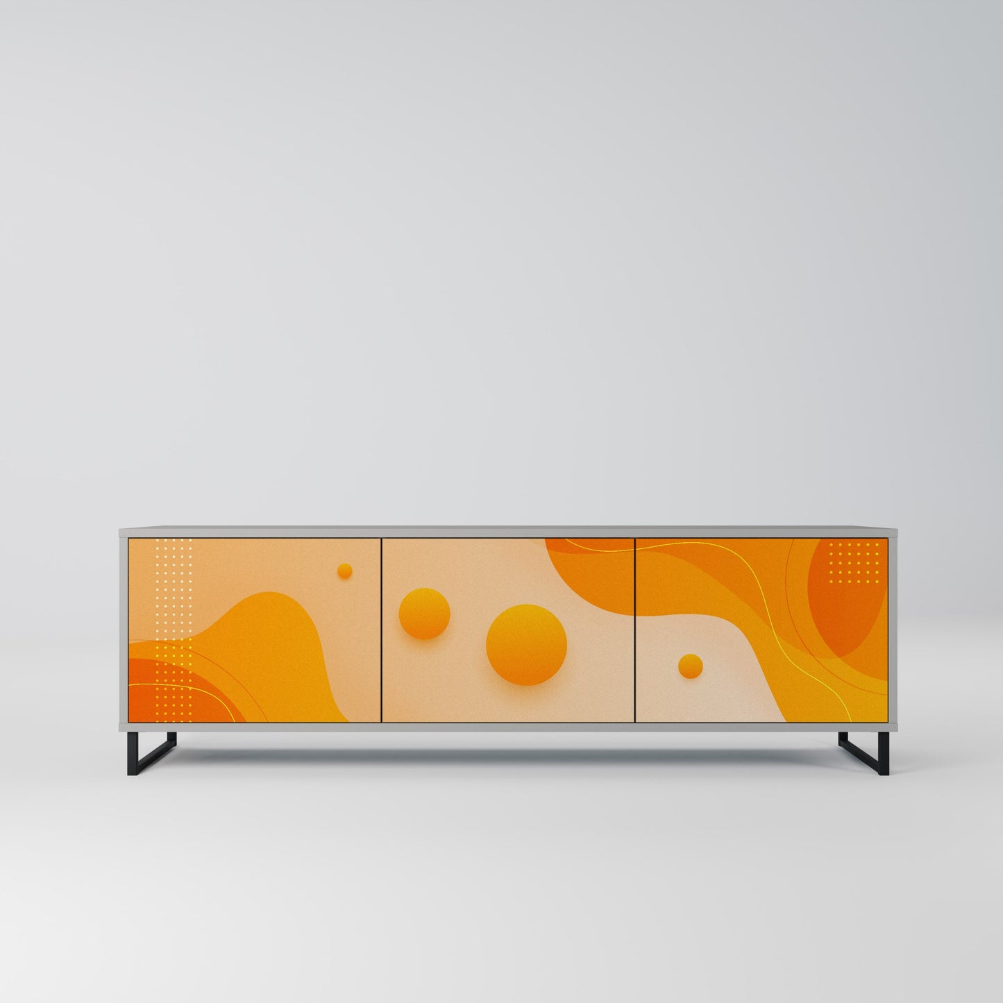 ORANGE ARRANGEMENT 3-Door TV Stand in Grey Finish