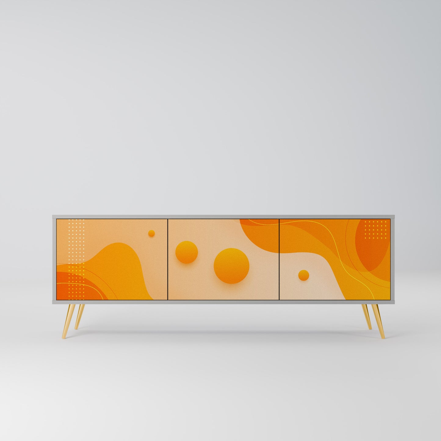ORANGE ARRANGEMENT 3-Door TV Stand in Grey Finish