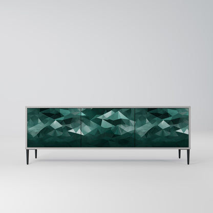 POLYGONAL FLOATING 3-Door TV Stand in Grey Finish