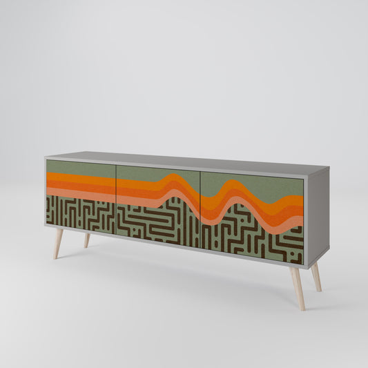 SIMPLE SOLUTIONS 3-Door TV Stand in Grey Finish