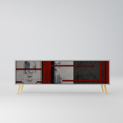 GRAY FIGURES 3-Door TV Stand in Grey Finish