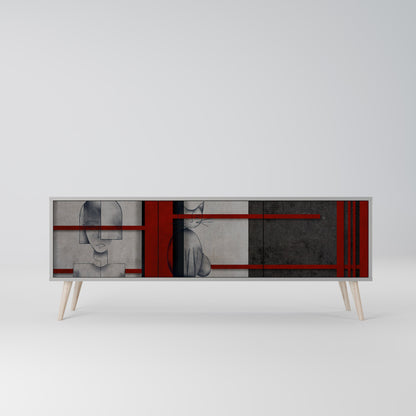 GRAY FIGURES 3-Door TV Stand in Grey Finish