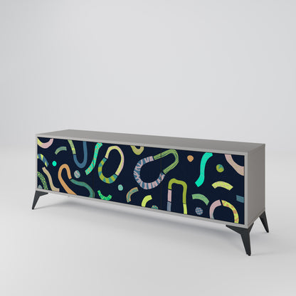 CONTRAST DANCE 3-Door TV Stand in Grey Finish